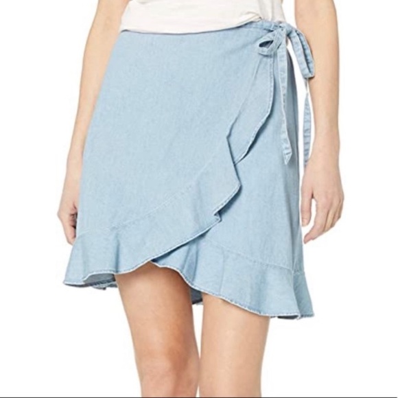 J. Crew Dresses & Skirts - J. CREW MERCHANTILE Chambray Ruffle Faux Wrap Mini Skirt
